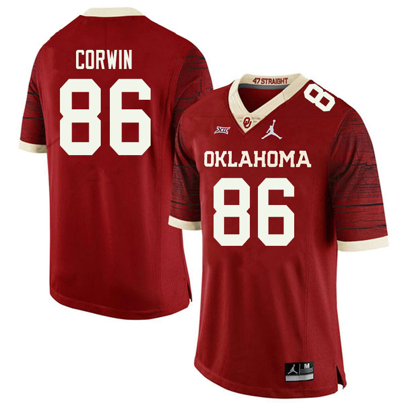 Jordan Brand Men #86 Finn Corwin Oklahoma Sooners College Football Jerseys Sale-Retro